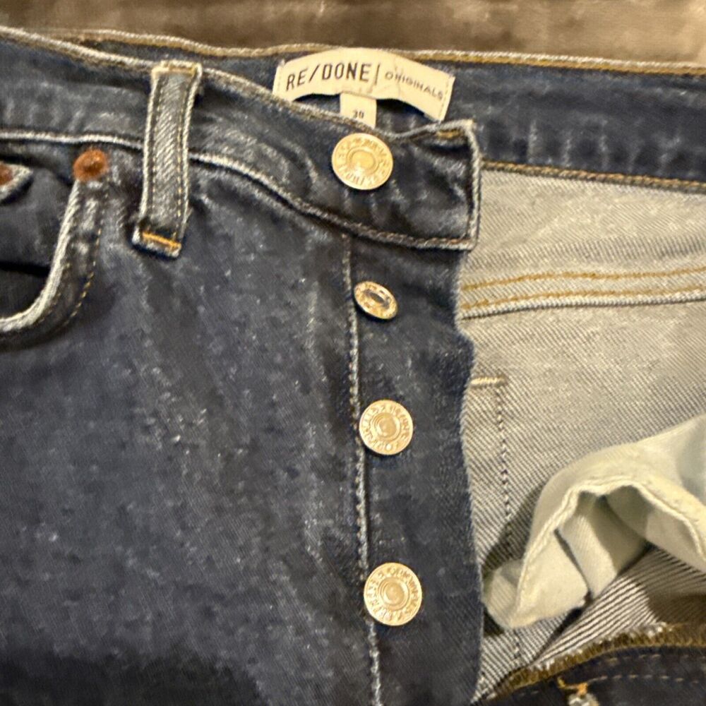 Re/Done Comfort Stretch High Rise Ankle Crop Jeans In Mid 70s. Size 30. - Picture 6 of 11